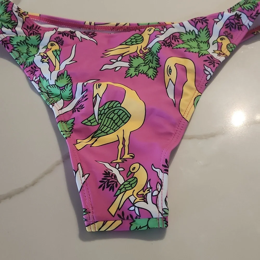 Floral Print Push-ups V-Shaped Steel Wire Bikini Set‎ sz S